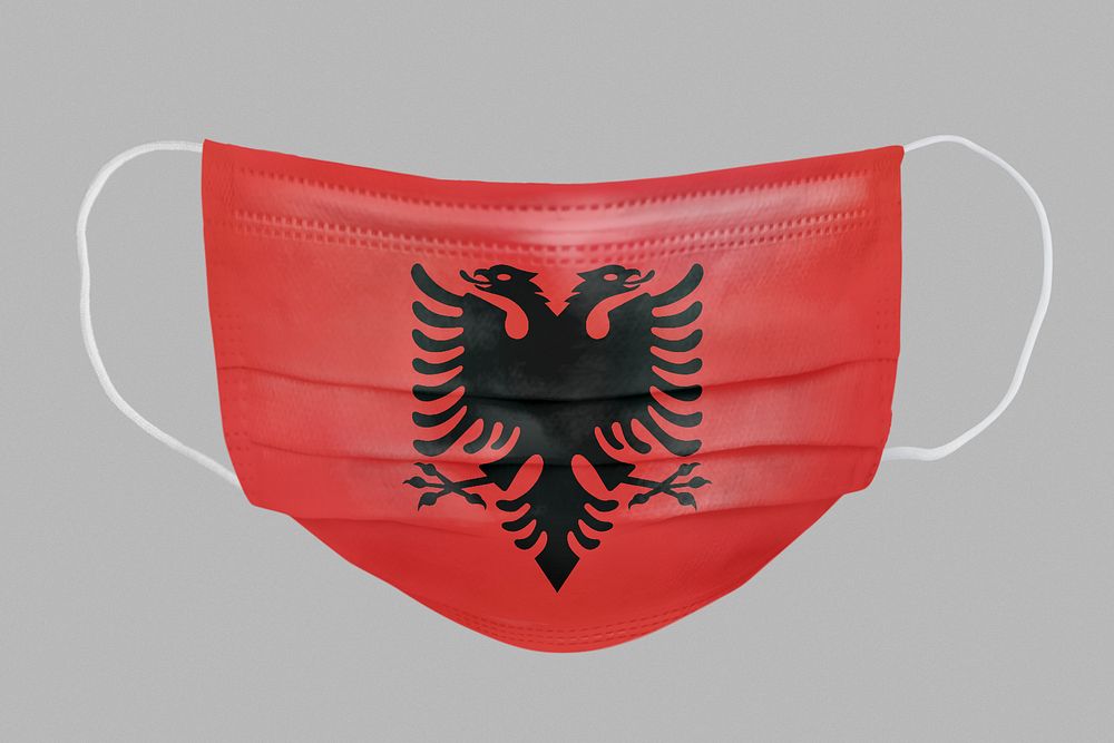 Albanian flag pattern on a face mask mockup