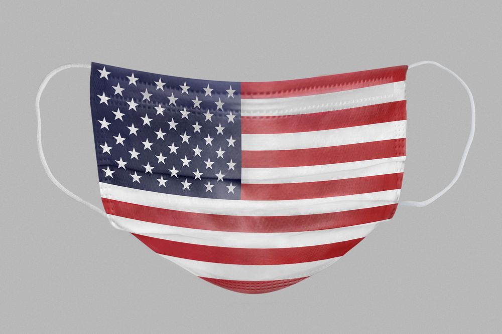 USA flag pattern on a face mask mockup