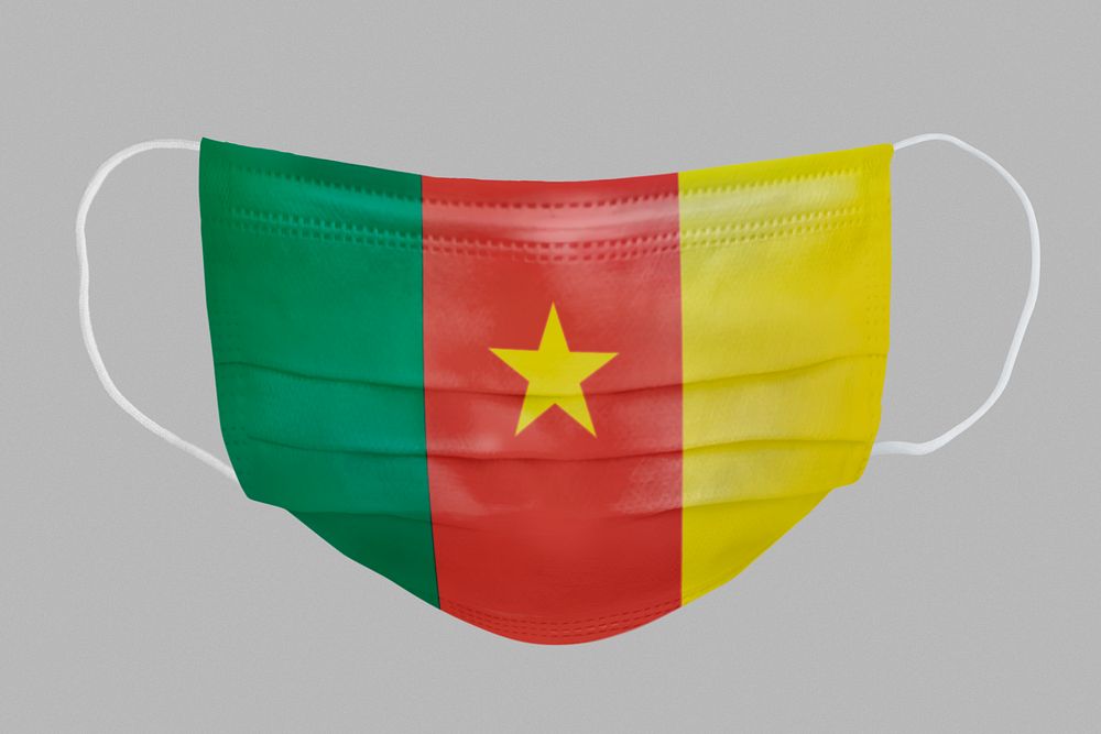 Cameroon flag pattern on a face mask mockup