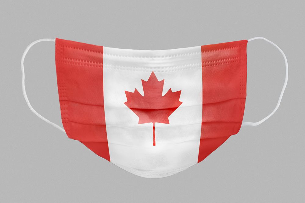 Canadian flag pattern on a face mask mockup