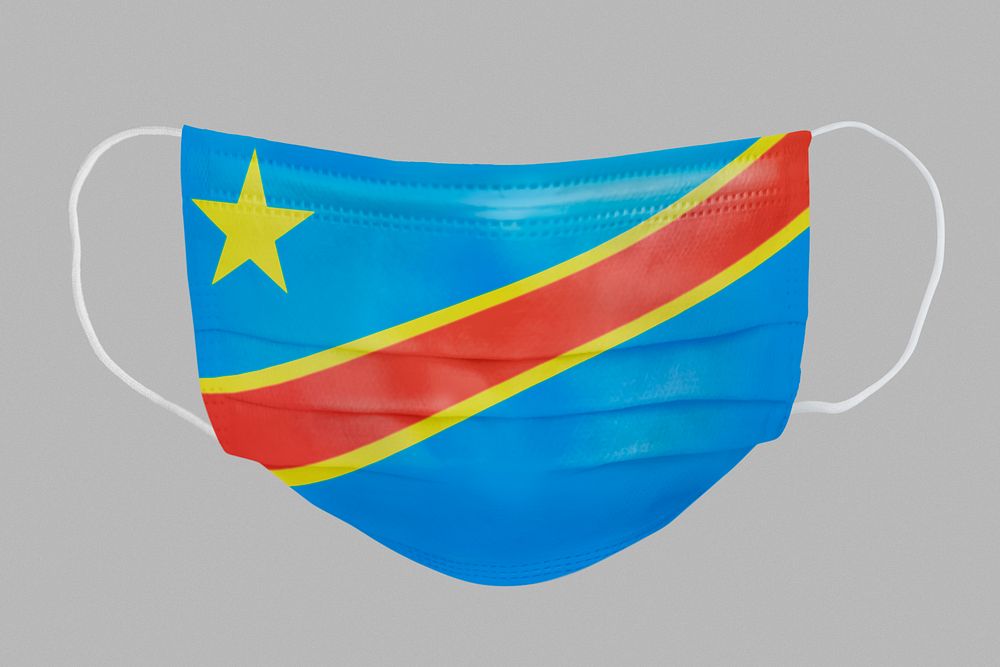 Congolese flag pattern on a face mask mockup
