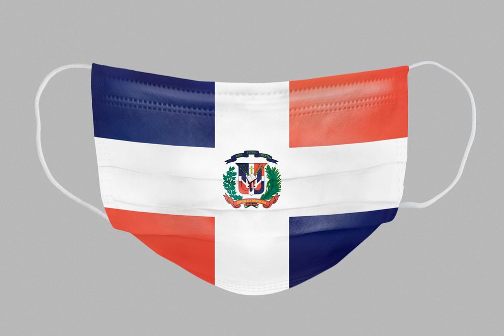 Dominican flag pattern on a face mask mockup