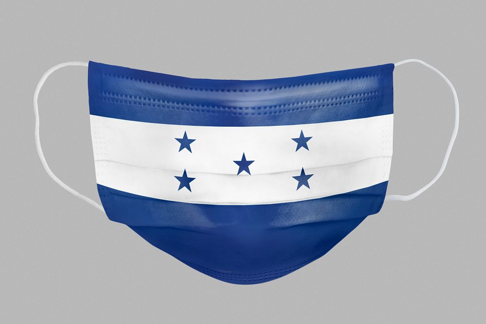 Honduran flag pattern on a face mask mockup