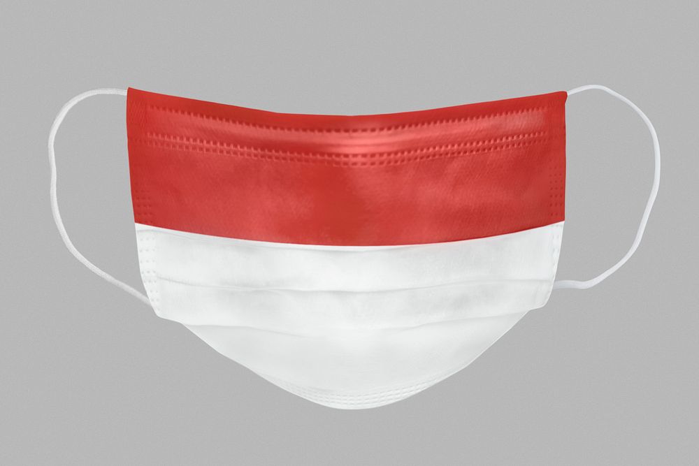 Indonesian flag pattern on a face mask mockup