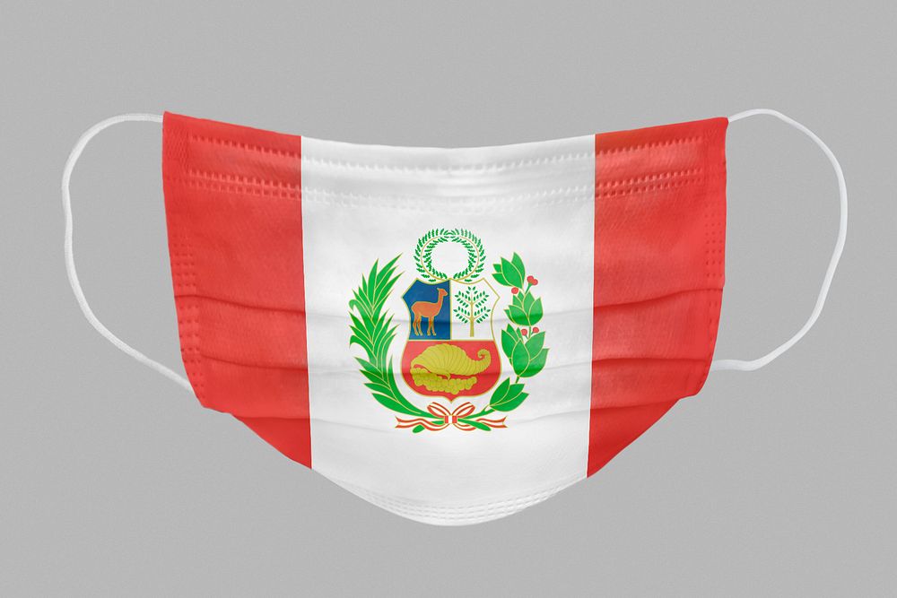 Peruvians flag pattern on a face mask mockup