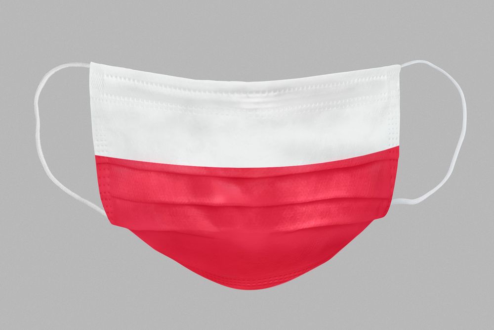 Polish flag pattern on a face mask mockup