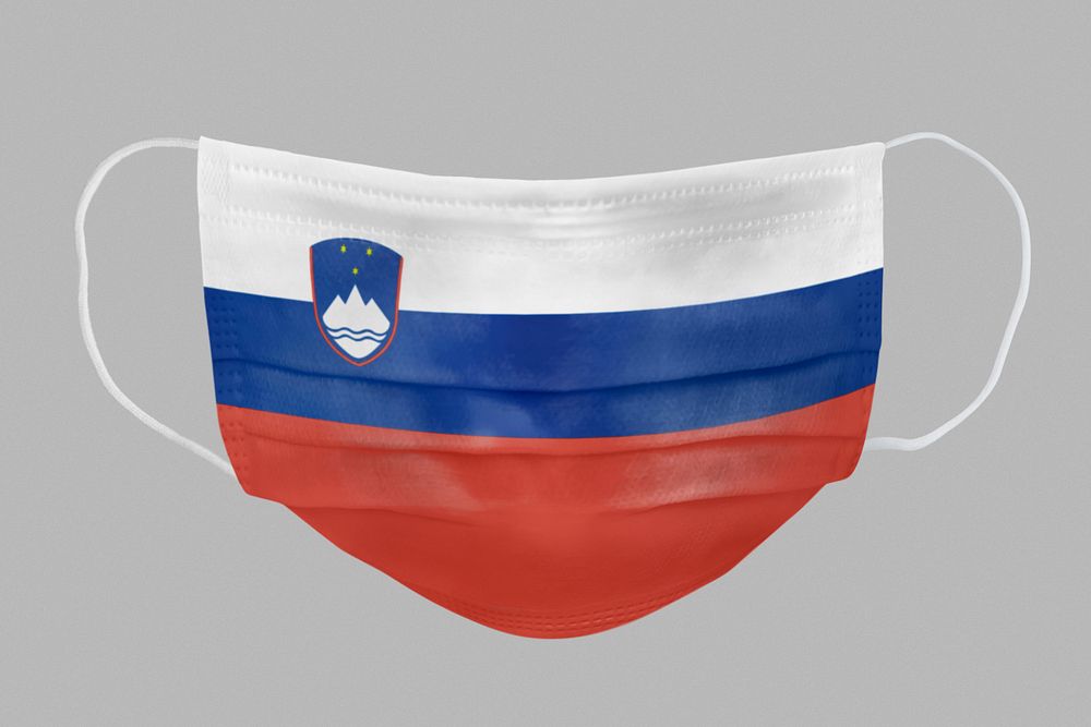 Slovenian flag pattern on a face mask mockup