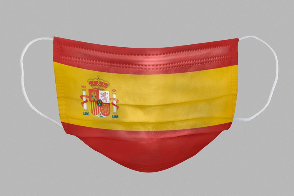 Spanish flag pattern on a face mask mockup