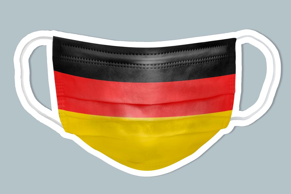 German flag pattern on a face mask sticker with a white border