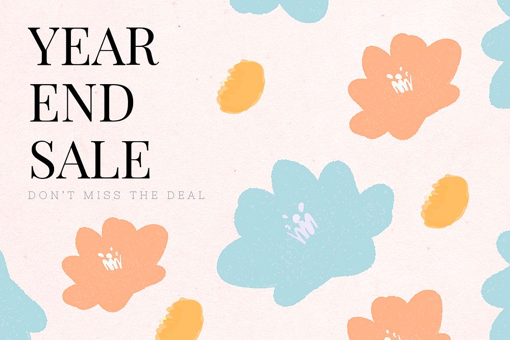 End year sale promotion psd floral background