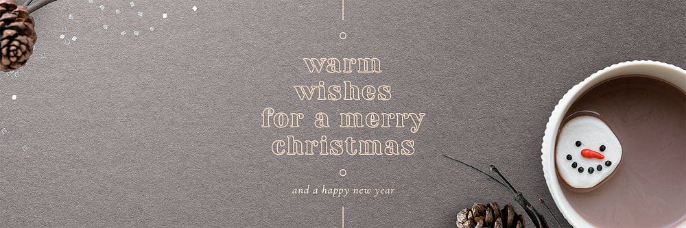 Christmas wishes banner psd pine cone decorated