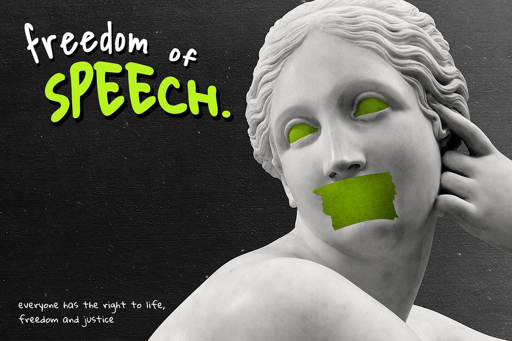Reclining Naiad psd 'freedom of speech' social movement poster