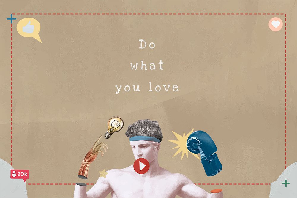 Do what you love psd template motivational quote aesthetic Greek statue remix