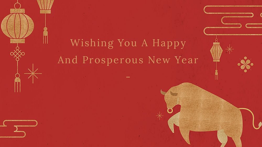 Chinese New Year psd template greeting 2021 banner