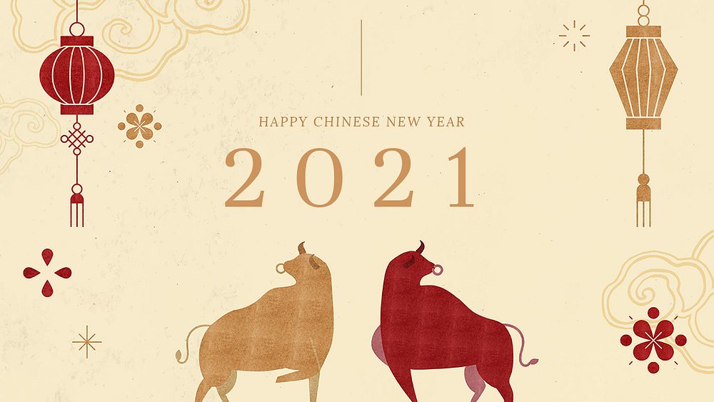 2021 Chinese Ox Year psd yellow banner