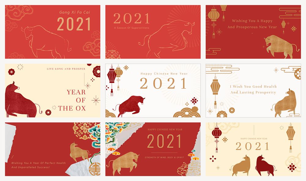 Blog banner template psd Chinese zodiac ox year set