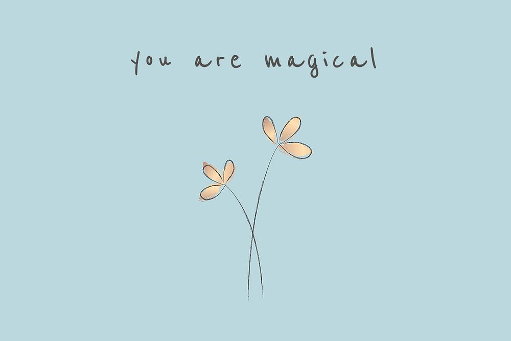 Motivational quote editable template psd with doodle plant you are magical