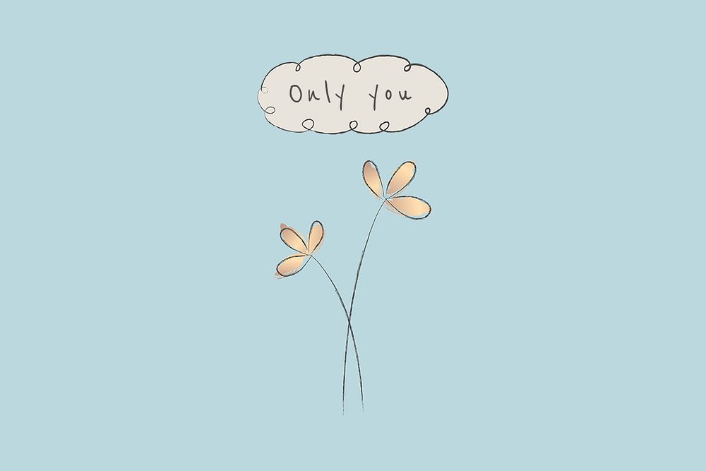 Motivational quote editable template psd with doodle plant only you