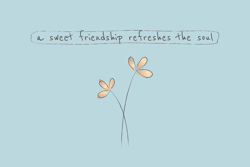 Friendship quote editable template psd on aesthetic blue background