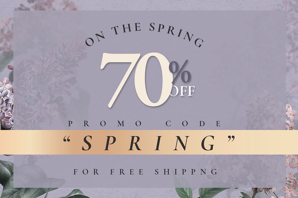 Spring sale template psd for 70% off promo code