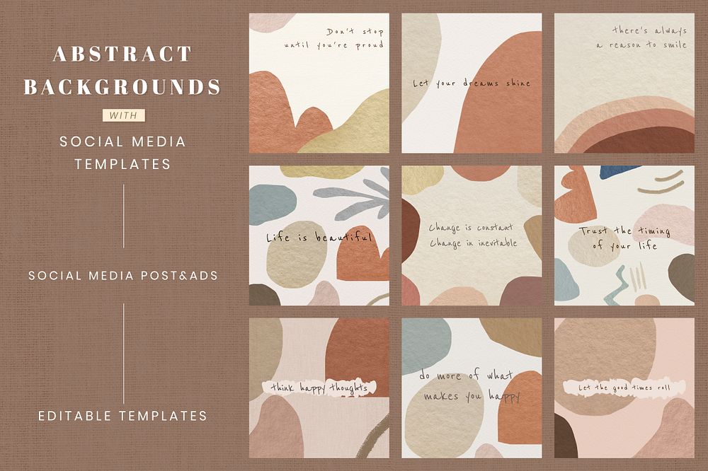 Editable motivational quote templates psd earth tone abstract design