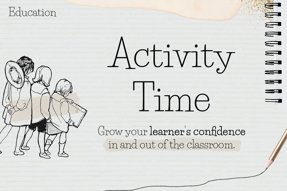 Activity time template psd on paper with student doodle