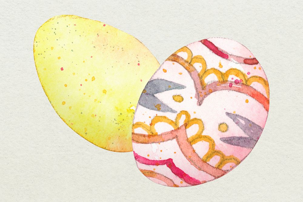 Easter egg design element watercolor illustration set