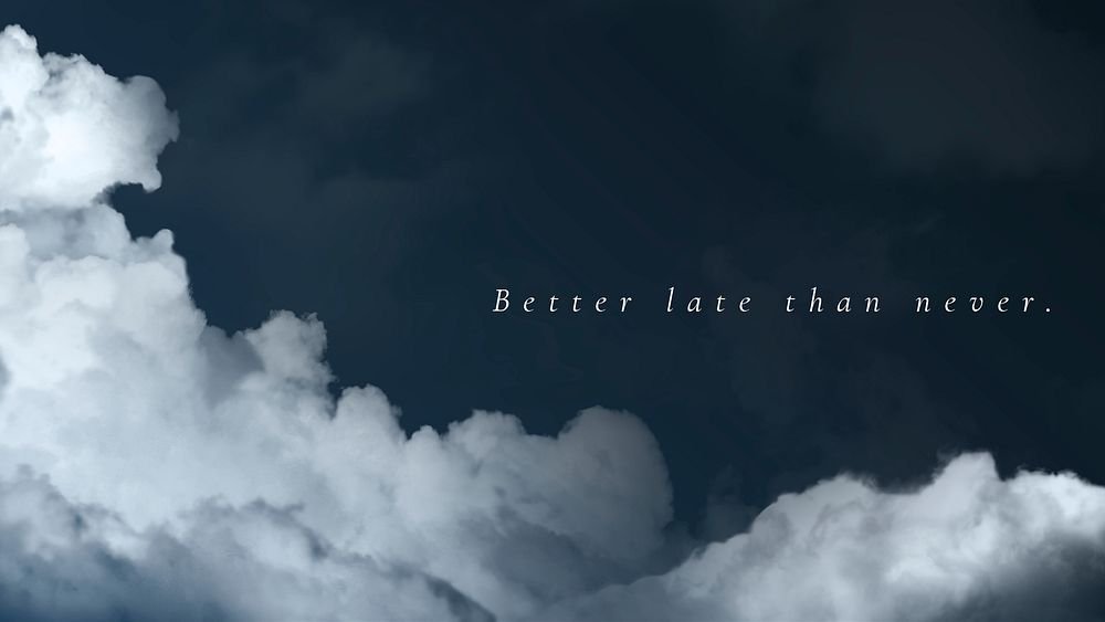 Dark sky and clouds psd website template with motivation quote