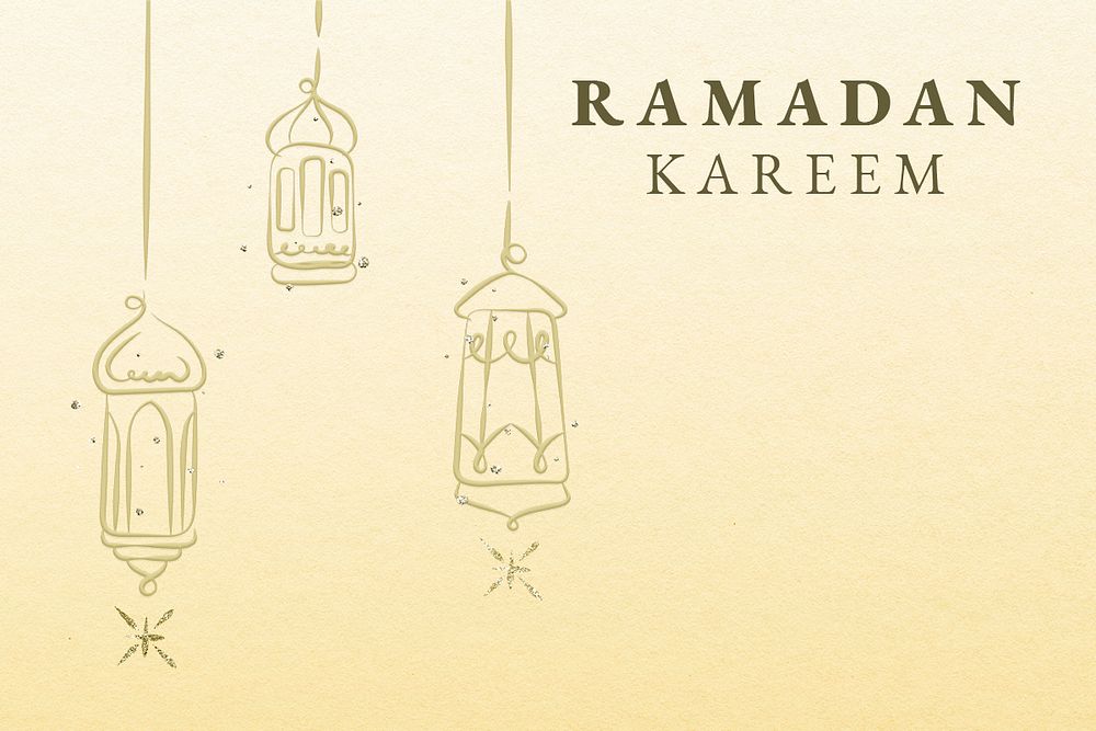 Ramadan editable banner template psd with lanterns on yellow background