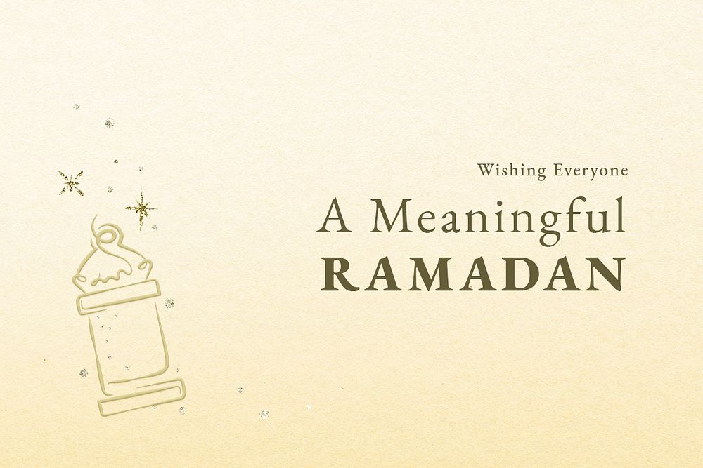 Editable ramadan banner template psd with wishing text on yellow background