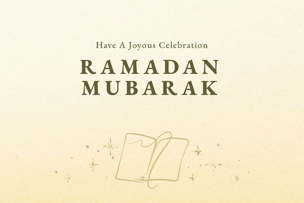 Editable ramadan banner template psd on yellow background