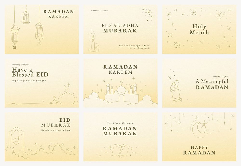 Ramadan editable banner template psd set