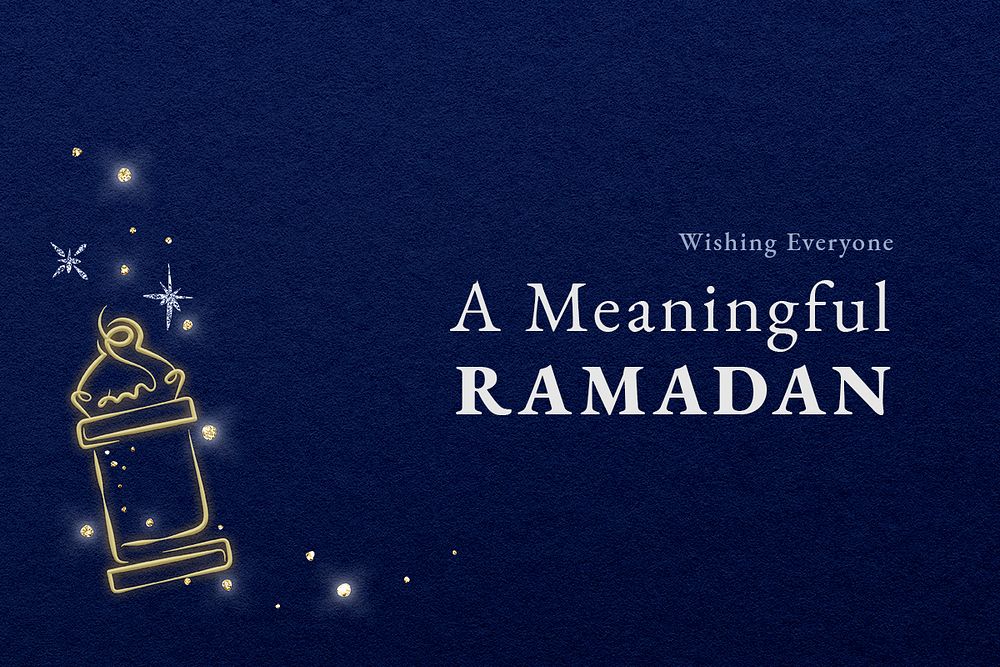 Editable ramadan banner template psd on blue background