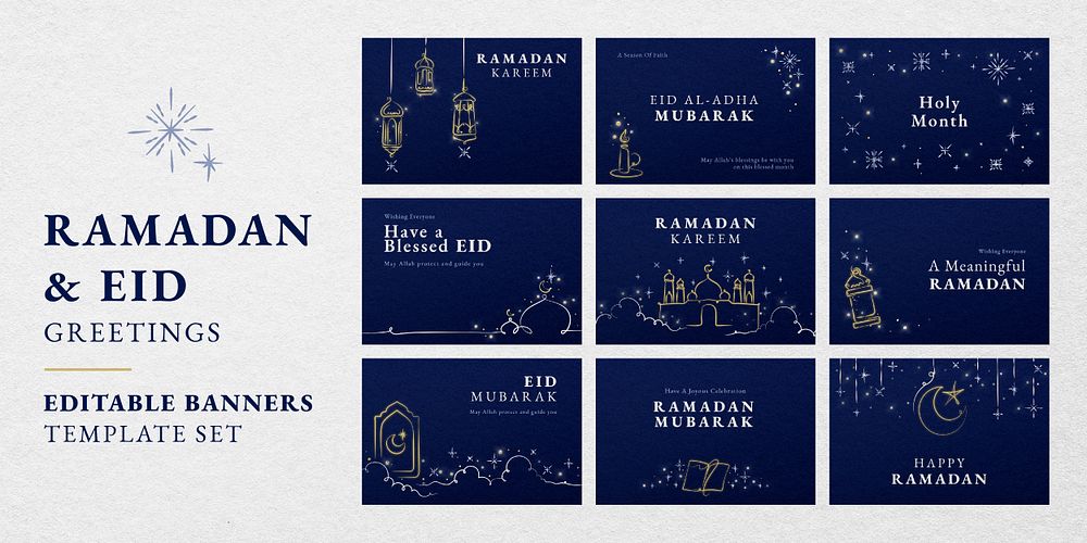 Ramadan greeting banner template psd set