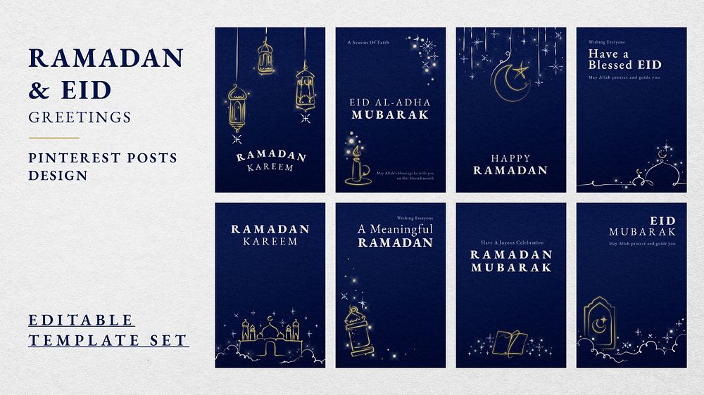 Ramadan template psd set for social media post