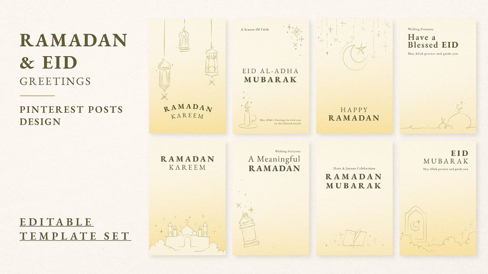 Ramadan social media post template psd set
