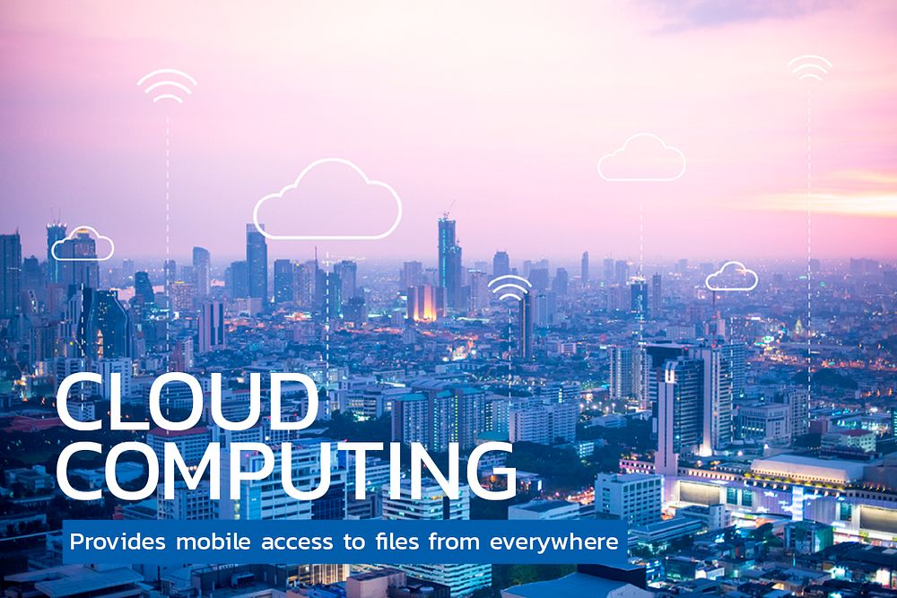 Cloud computing template psd for smart city social media banner