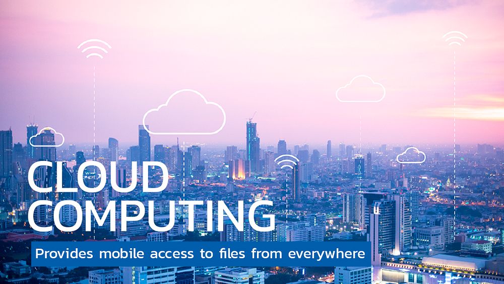 Cloud computing template psd for smart city blog banner