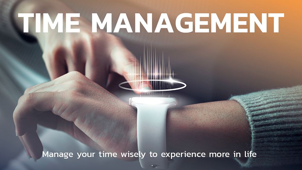 Time management technology template psd digital device presentation