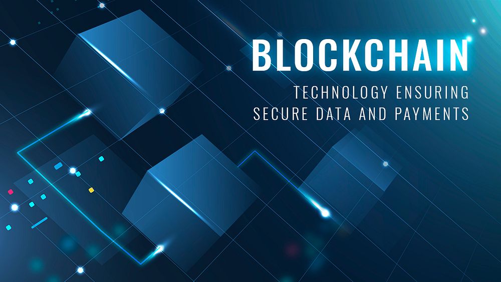 Blockchain technology security template psd data and payment securing blog banner