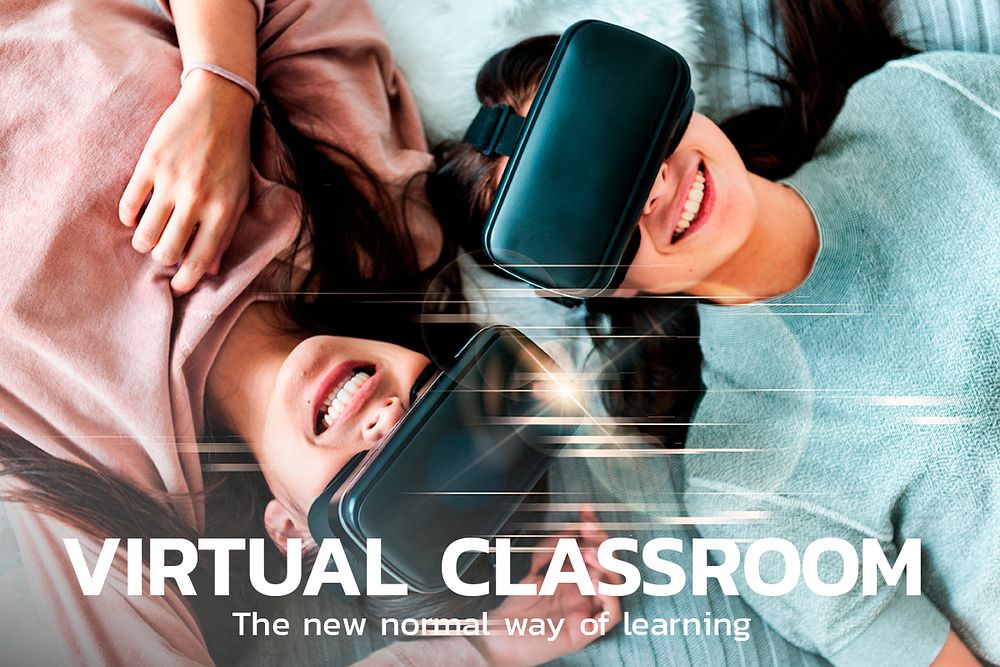 Virtual classroom technology template psd education blog banner