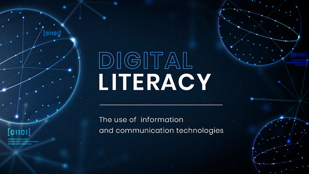 Digital literacy education template psd technology ad banner