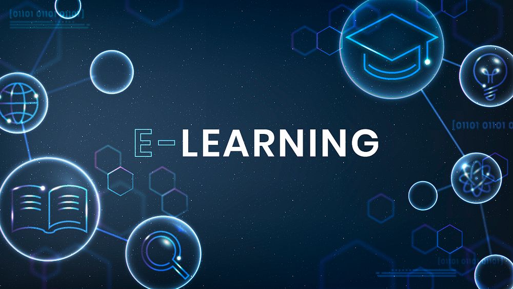 E-learning education template psd technology ad banner