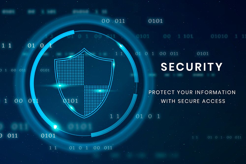 Data security technology template psd with shield icon