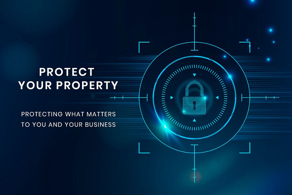 Data protection technology template psd with lock icon