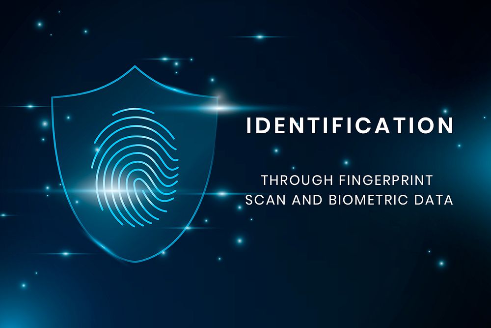 Biometrics identification technology template psd with fingerprint scan