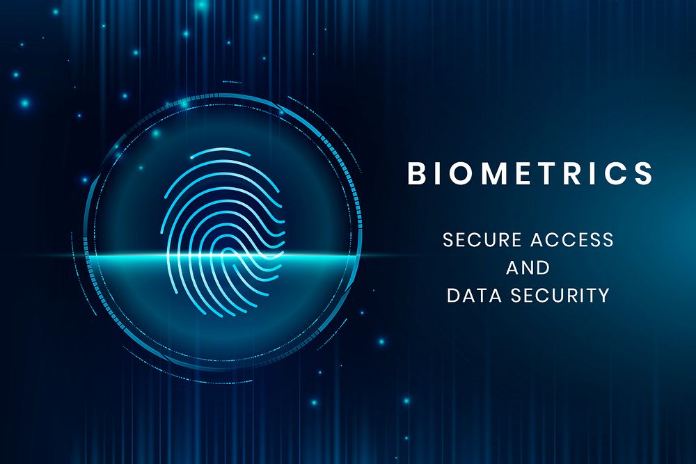 Biometrics technology template psd with fingerprint scan