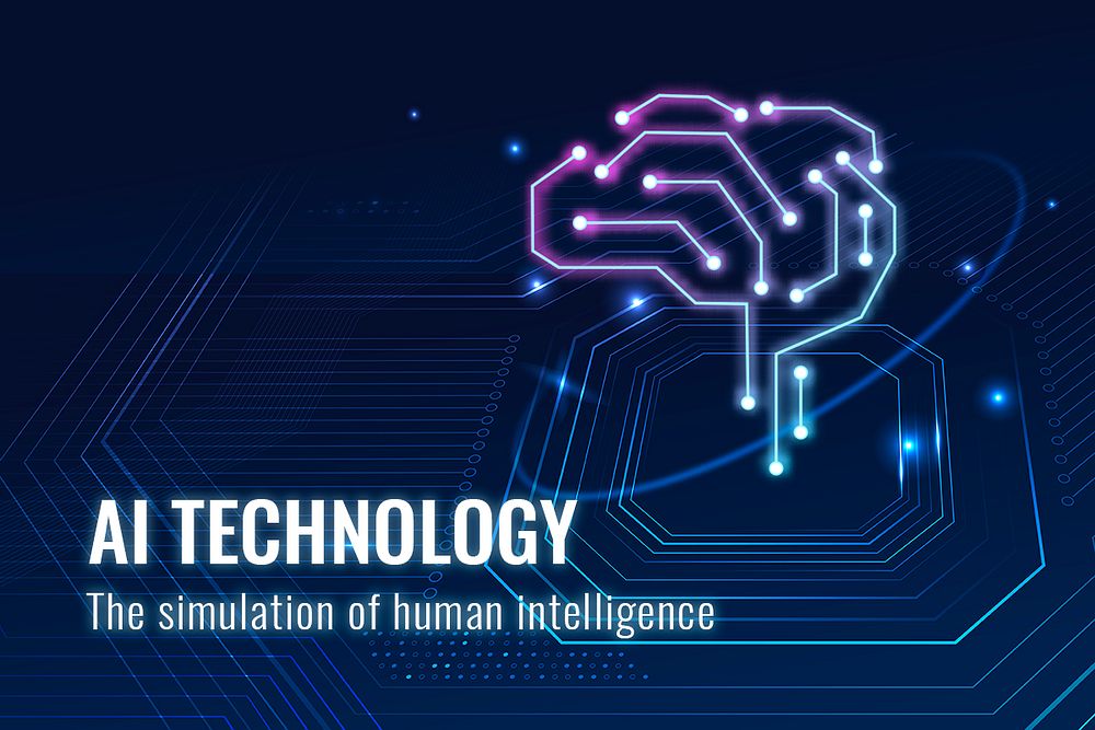 Futuristic AI technology template psd disruptive technology blog banner