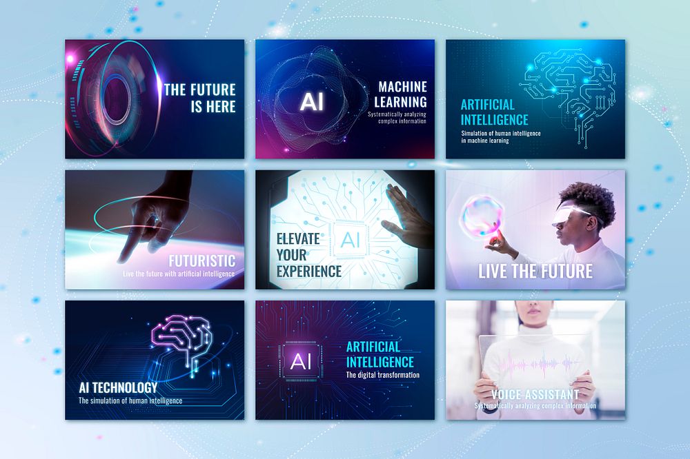 Futuristic AI technology template psd disruptive technology blog banners set
