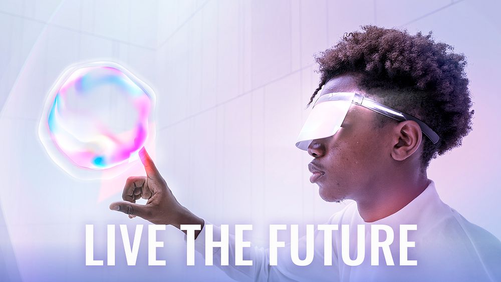 Live the future template psd Virtual assistant technology blog banner